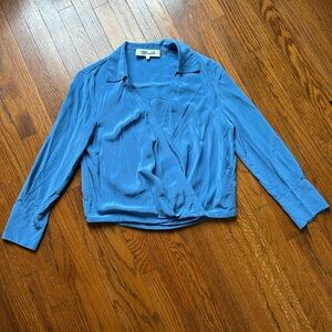 DVF Blue Silk Wrap Top